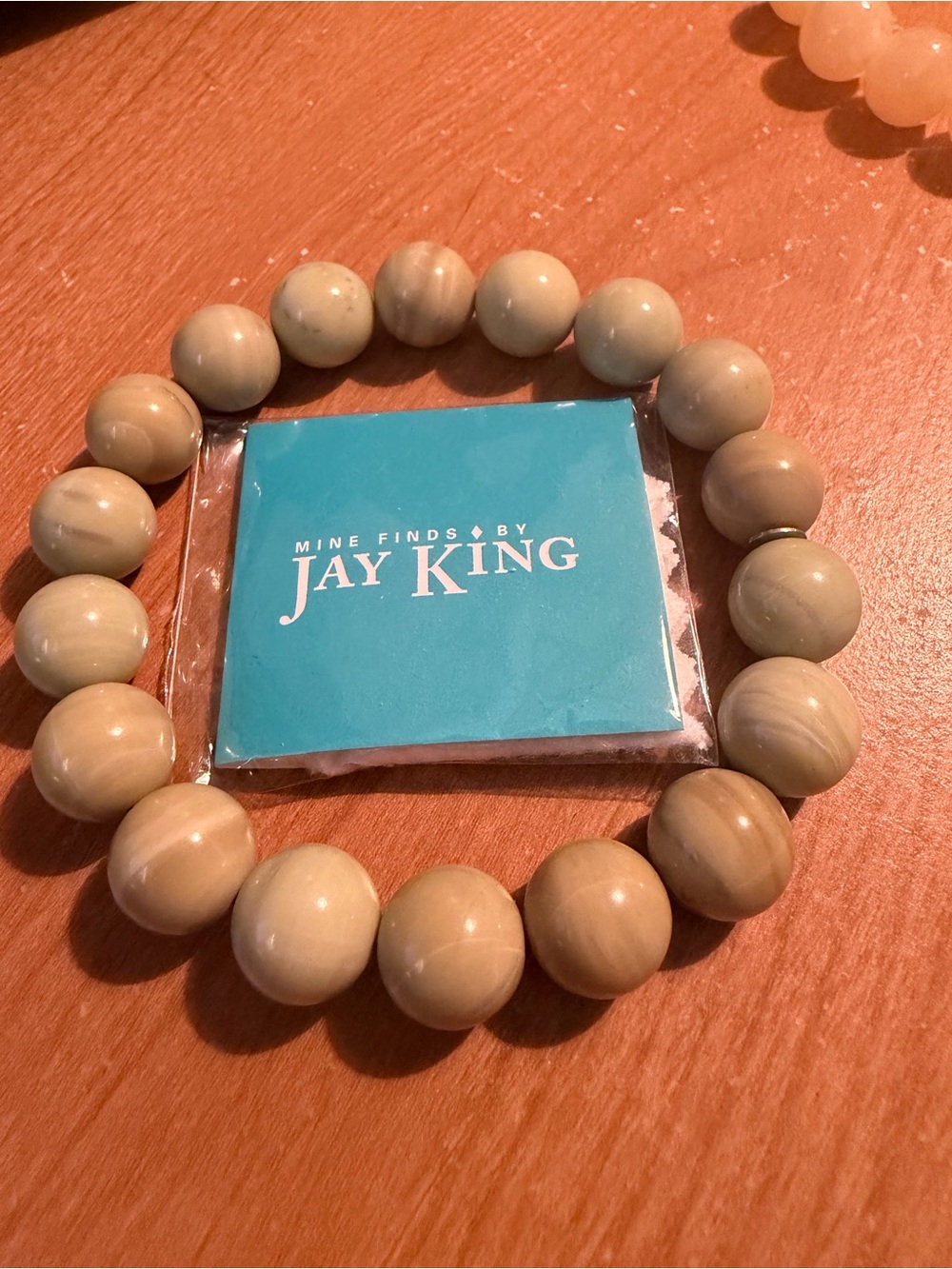Jay King Beige/ light green Lemon Chrysoprase Natural Stone Bead Stretch Bracele